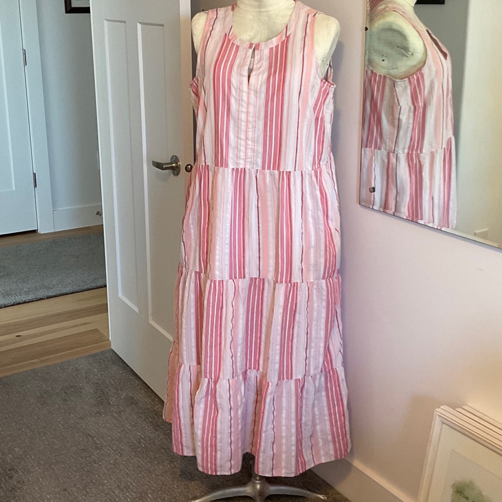 J. Jill Pink and White Striped Maxi Dress